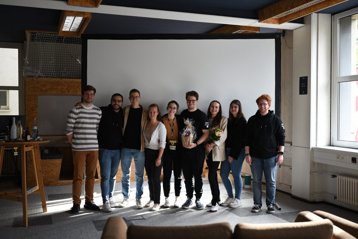 MESH e.V. core team smiling together after a hackathon.