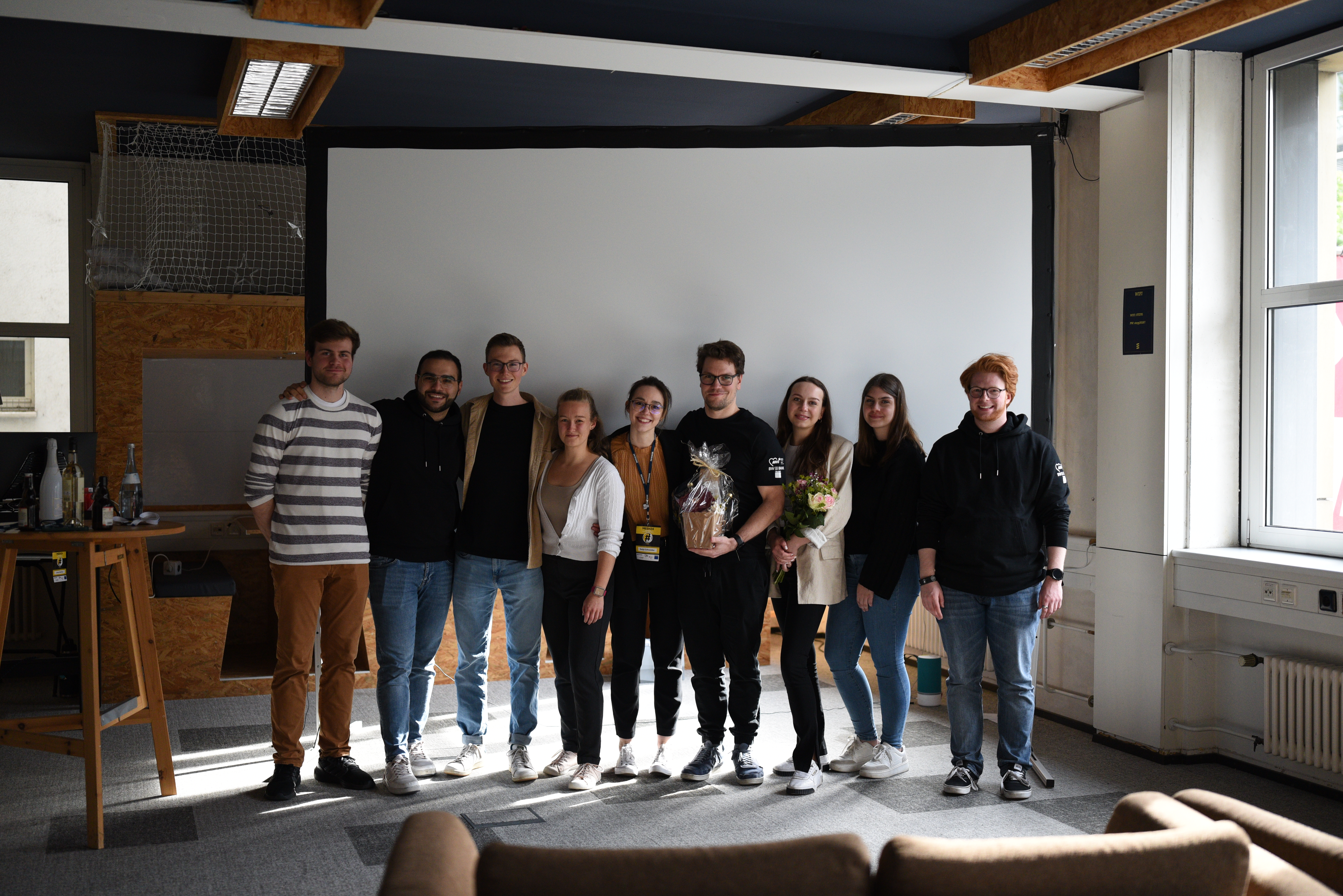 The MESH e.V. core team smiling together after a hackathon.